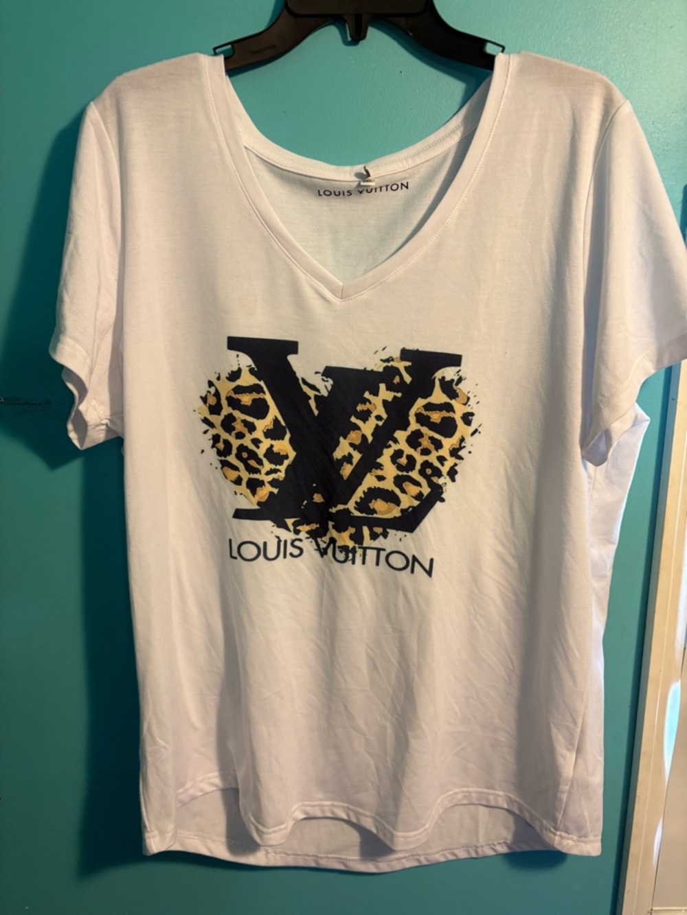Louis Vuitton White Crewneck Tee with Small Gold Heart Tag